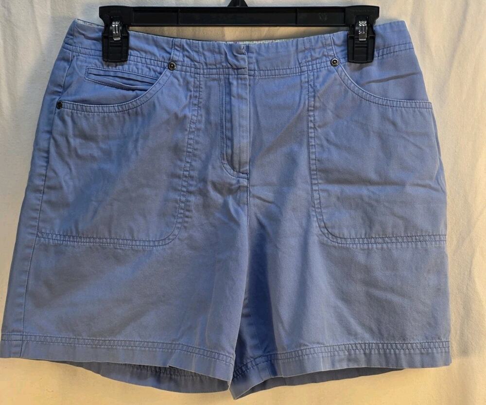 J.Jill Women's Size 4 Shorts Blue 100% Cotton Summer Beach Wear Pockets Floral